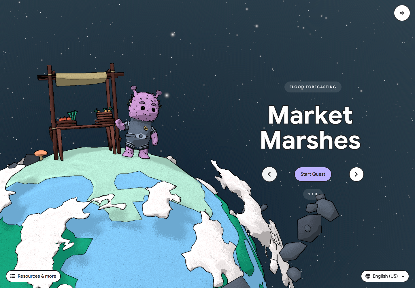 Google AI Quests洪水任务Market Marshes原版实测界面